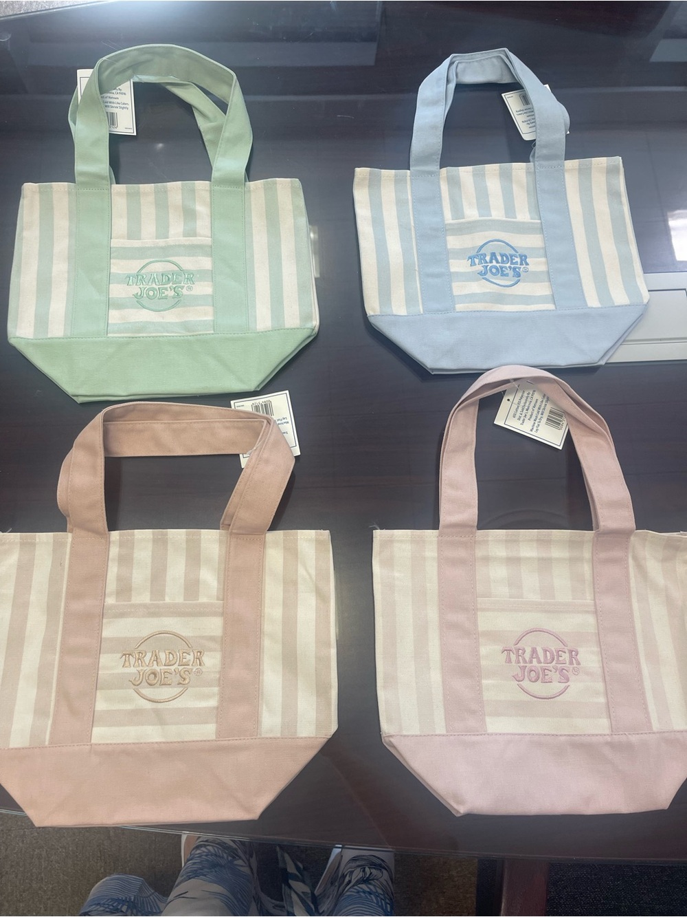 Pastel Stripe Tote Bag - Pink, Blue, Green, Tan